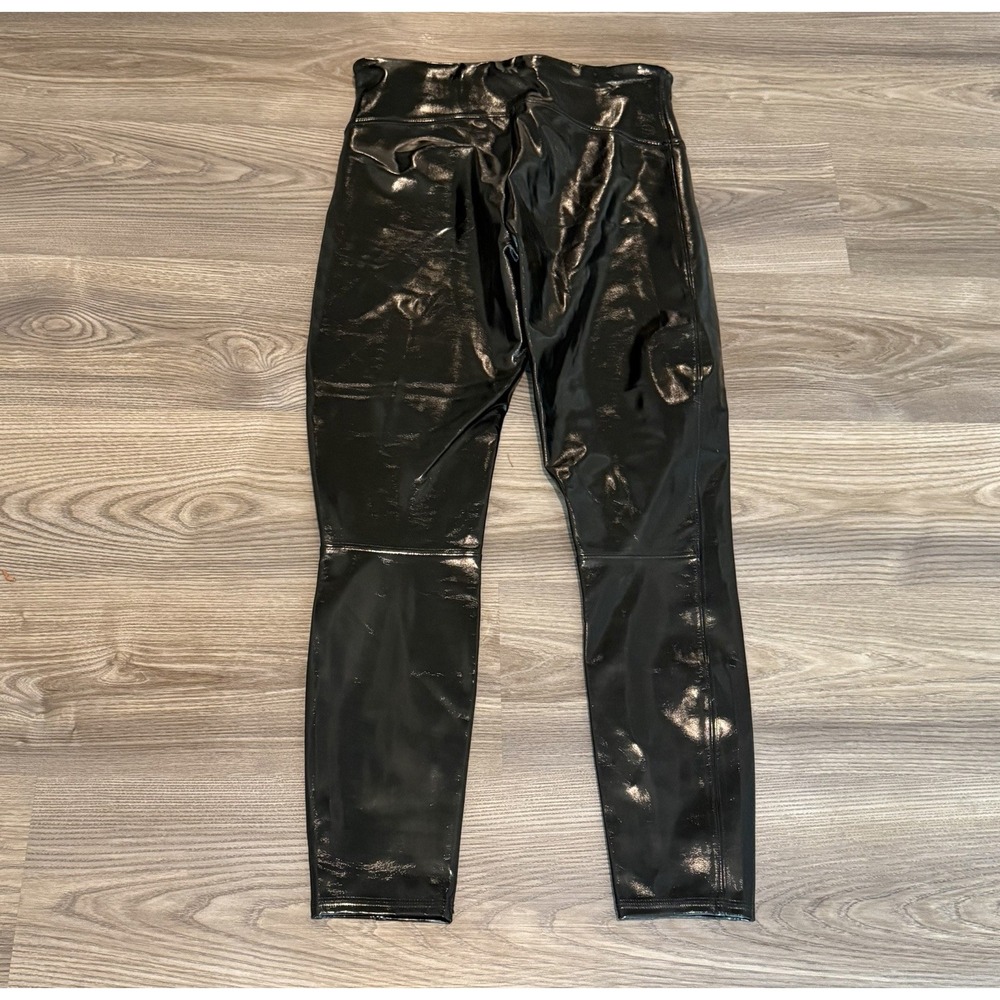 Spanx Faux Patent Leather Leggings in Black Women's size Medium